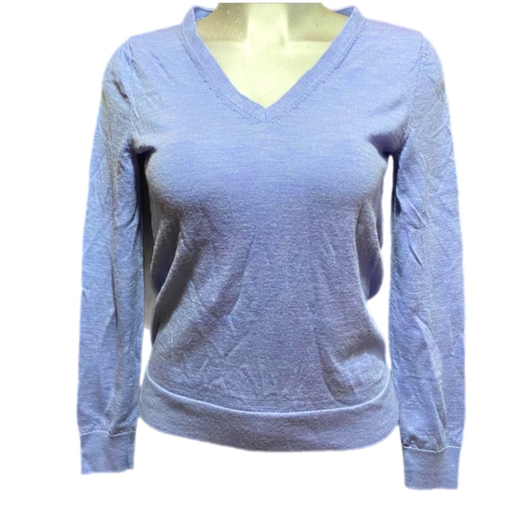 100% Merino Wool Sweater Classic Preppy Academia Career Business Casual Lavender